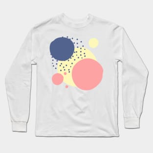 Art circles and dots pattern - yellow, pink and dark blue Long Sleeve T-Shirt